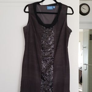 Simply Vera Vera Wang Brown Plaid Sequin Dress